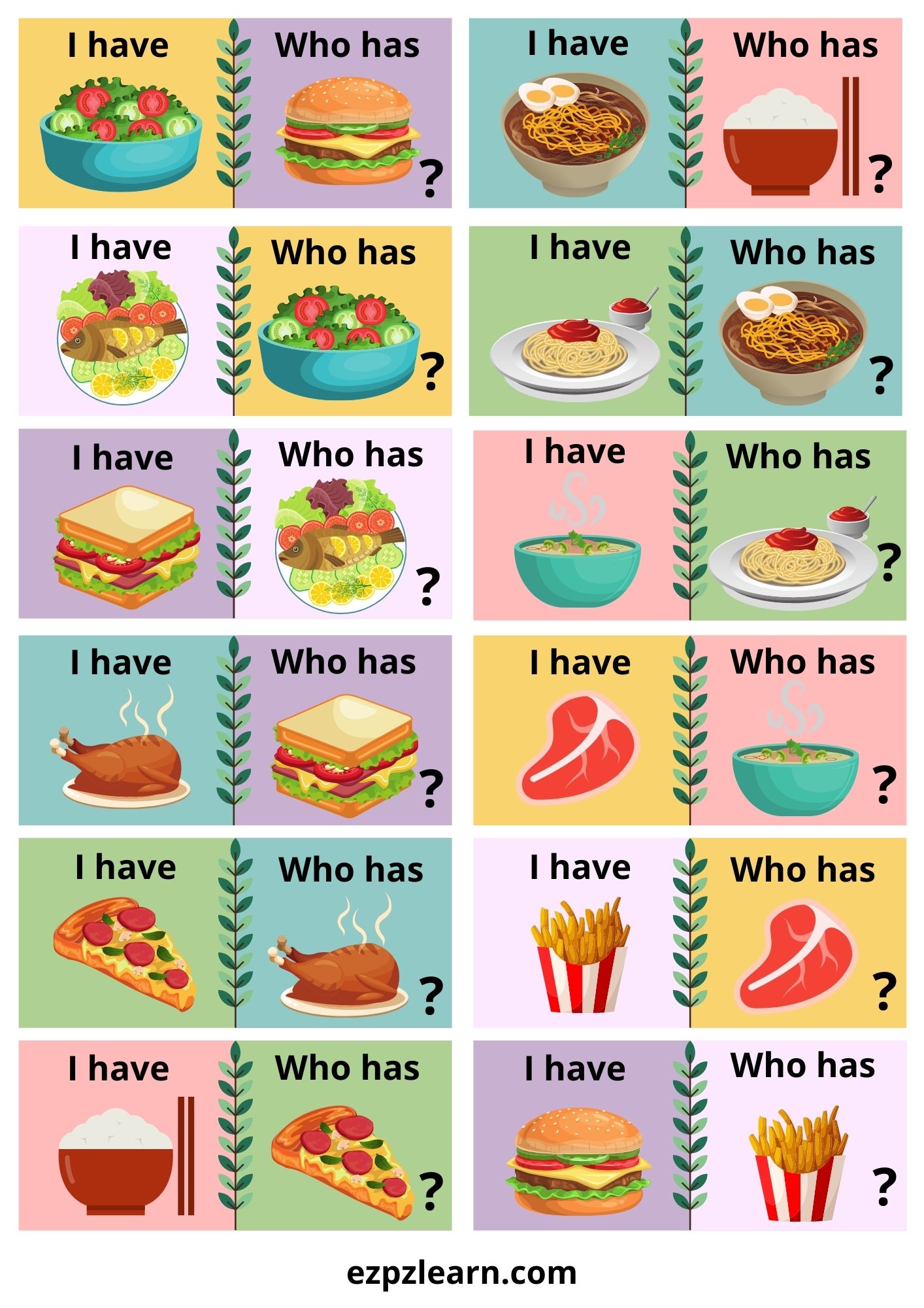 Food Board Game Names